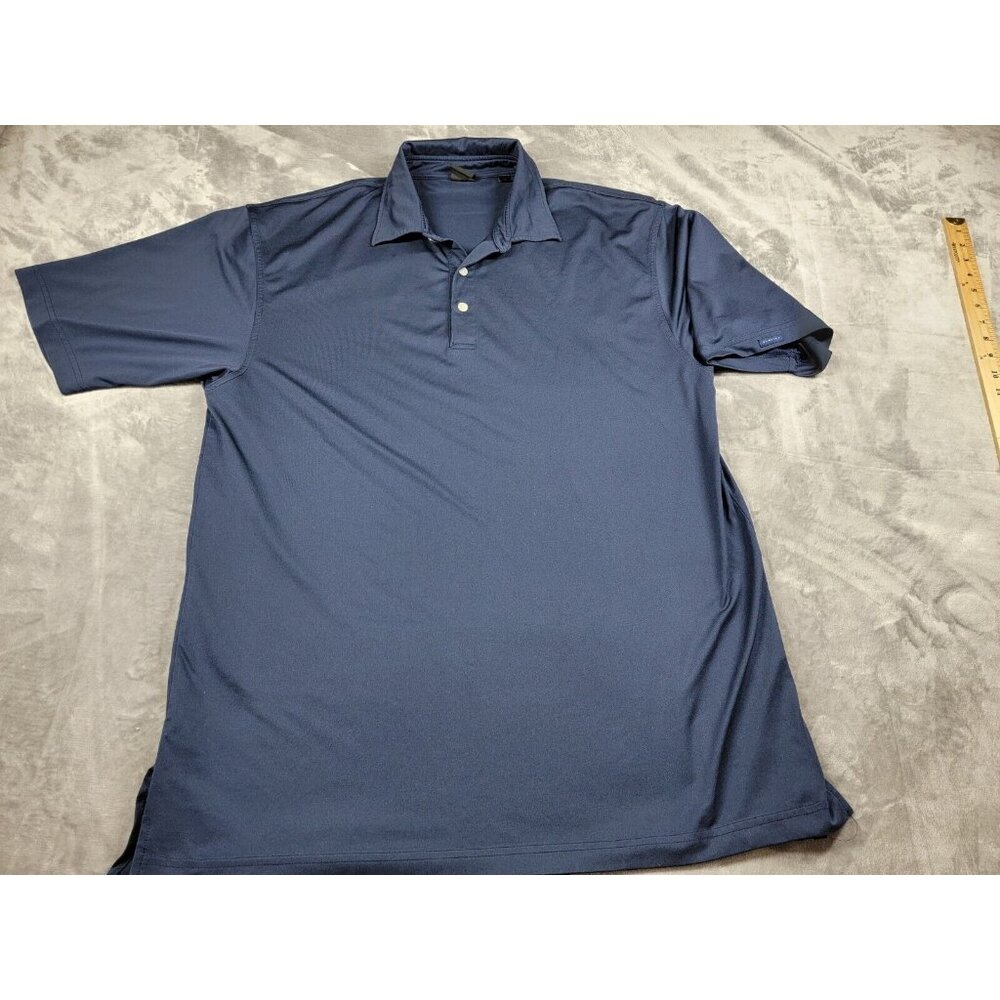 Dunning‎ Golf Shirt Mens XL Performance Polo Stretch Navy Blue Coolmax polyester